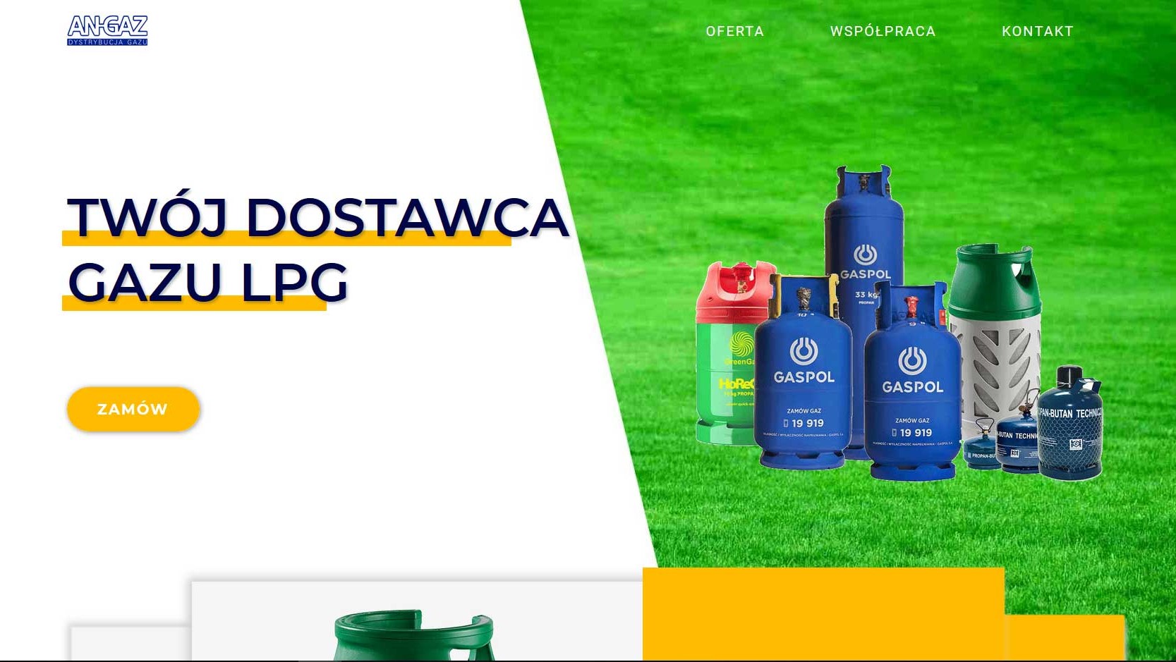 screenshot of website for local company AN-GAZ